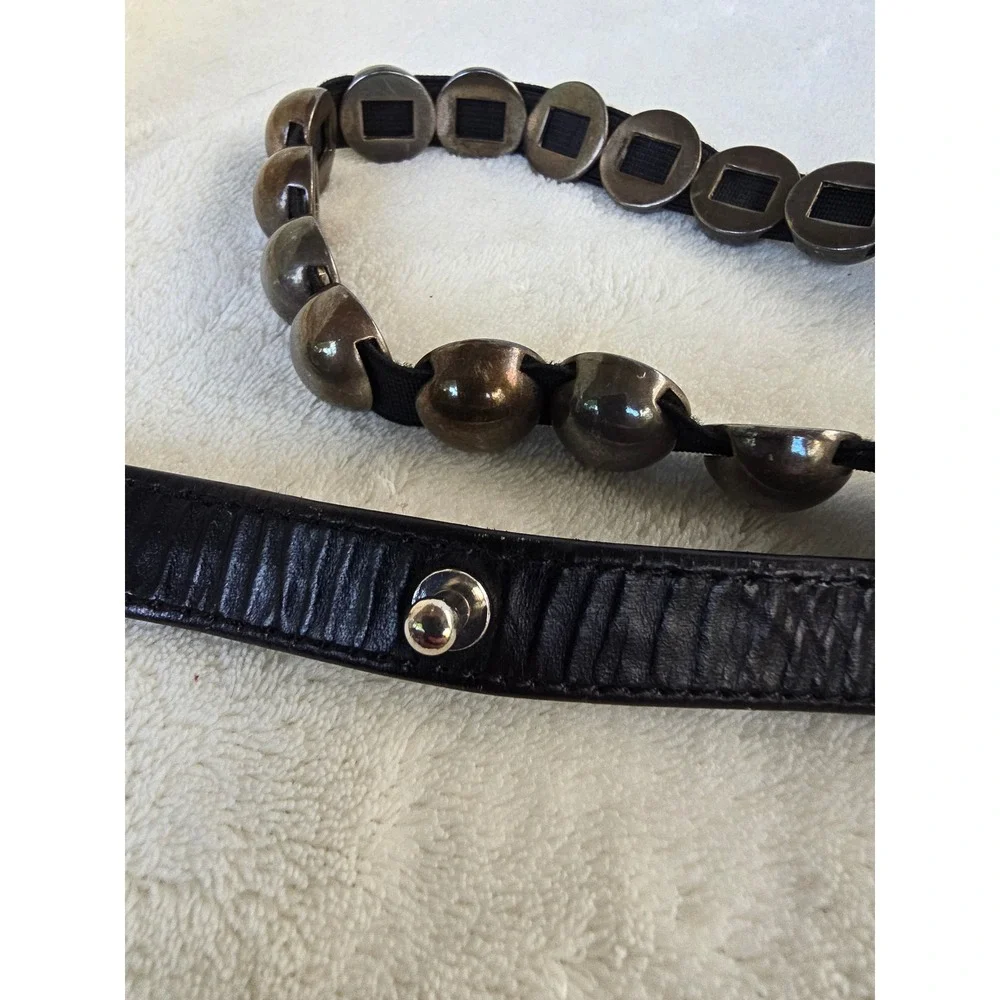 Unbranded Gunmetal Domed Stud Black Leather Statement Belt Edgy Punk Style